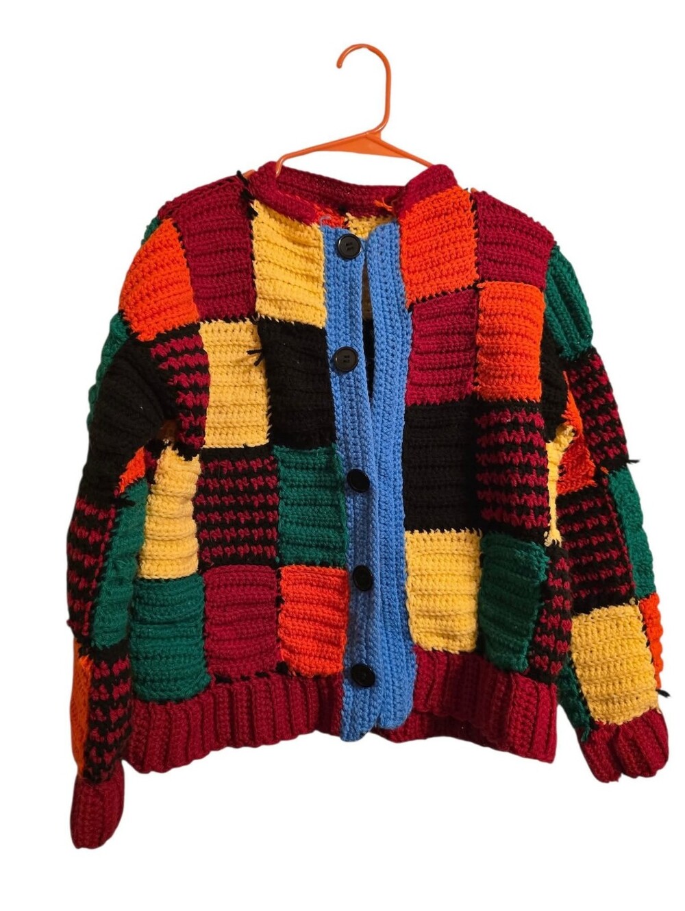 Vintage | Multicolor Patchwork Knit Cardigan Sweater